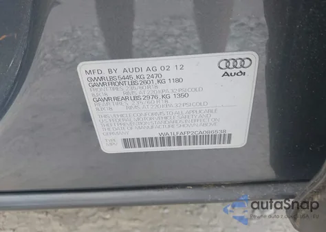 2012 Audi Q5 2.0T Premium from USA, damaged, VIN WA1LFAFP2CA086538